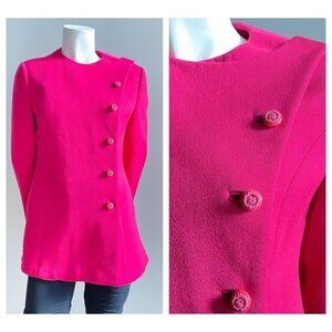 Vintage Union  Made Bright Pink Barbiecore Asymmetrical Closure Blazer M